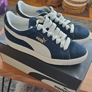 Puma Suede Classic Sneakers in Blue and Cream